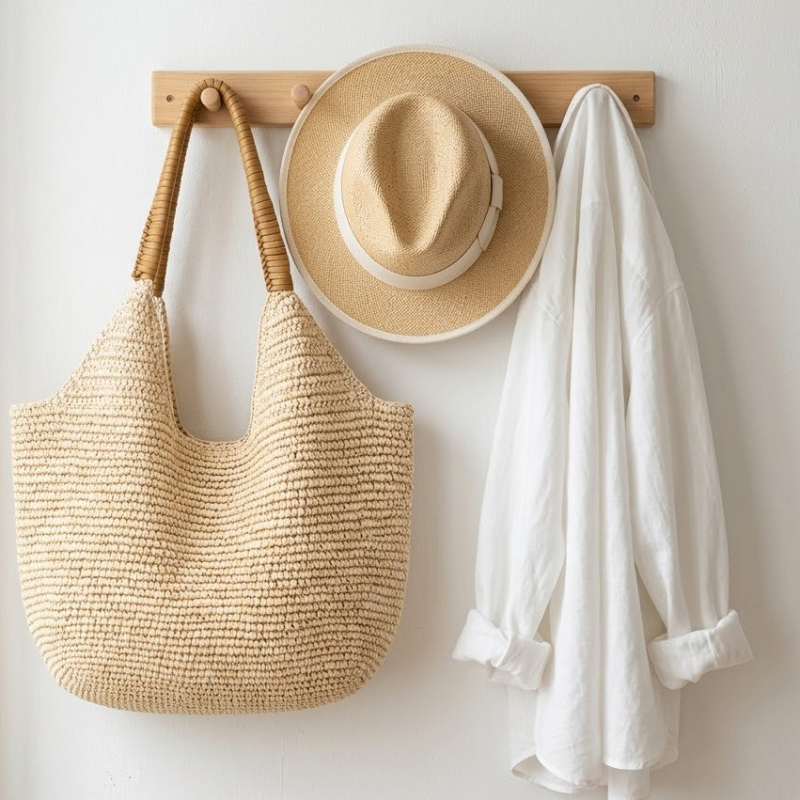 Women'S Raffia Bags - 라피아 짚 숄더백, 여성용 대용량 수제
