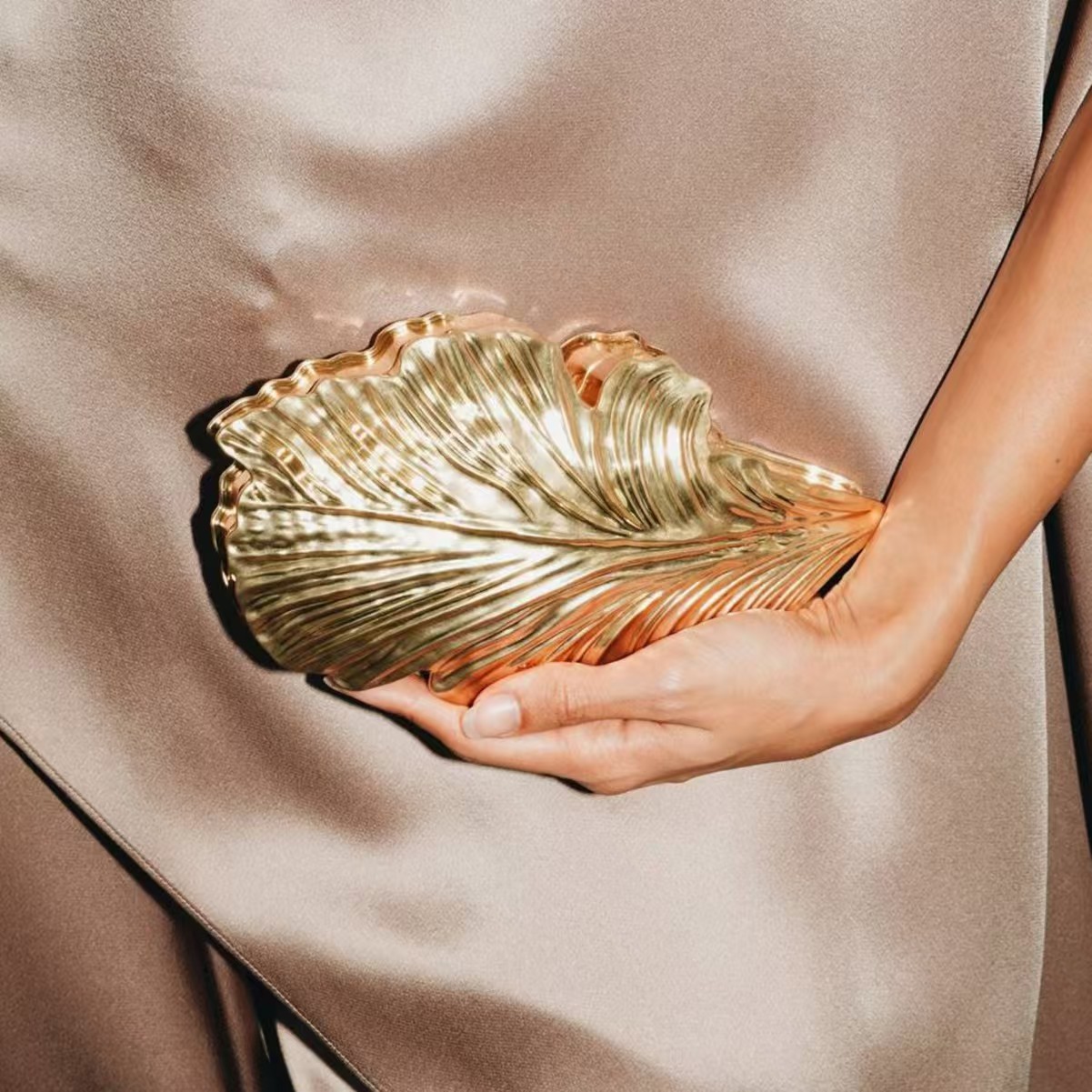 Women'S Young Bags - 럭셔리 골드 패션 아크릴 리프 메탈