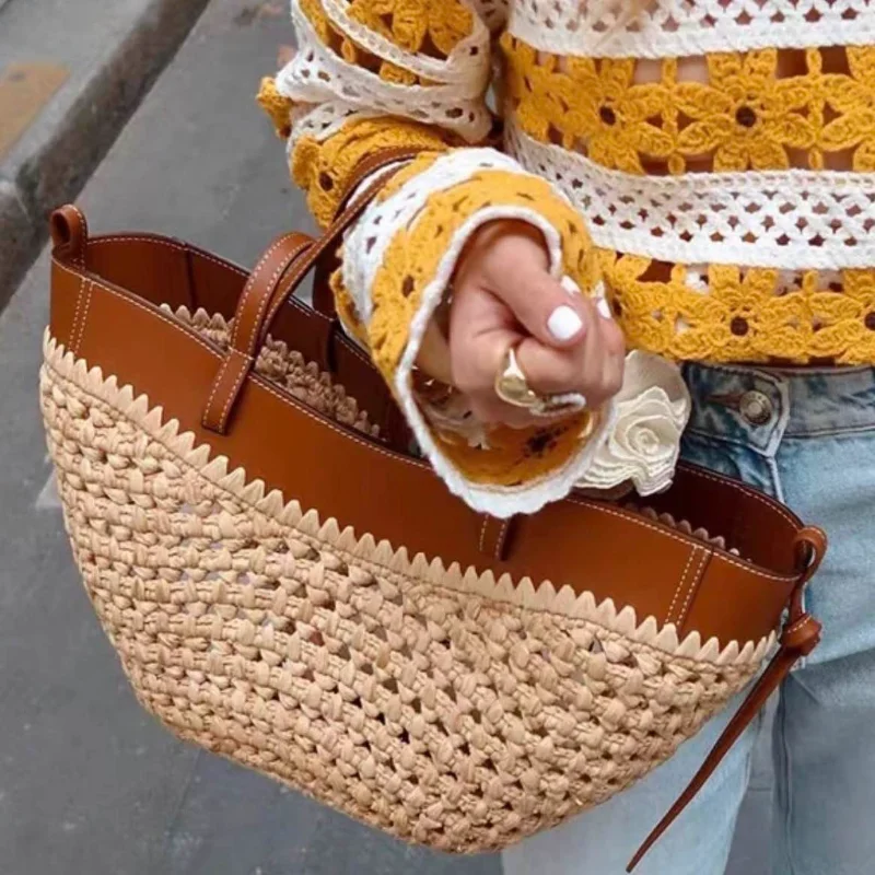 브랜드 중공 짠 비치 가방 틈새 패션 어깨 겨드랑이 가 - Women'S Raffia Bags 리뷰 및 가격