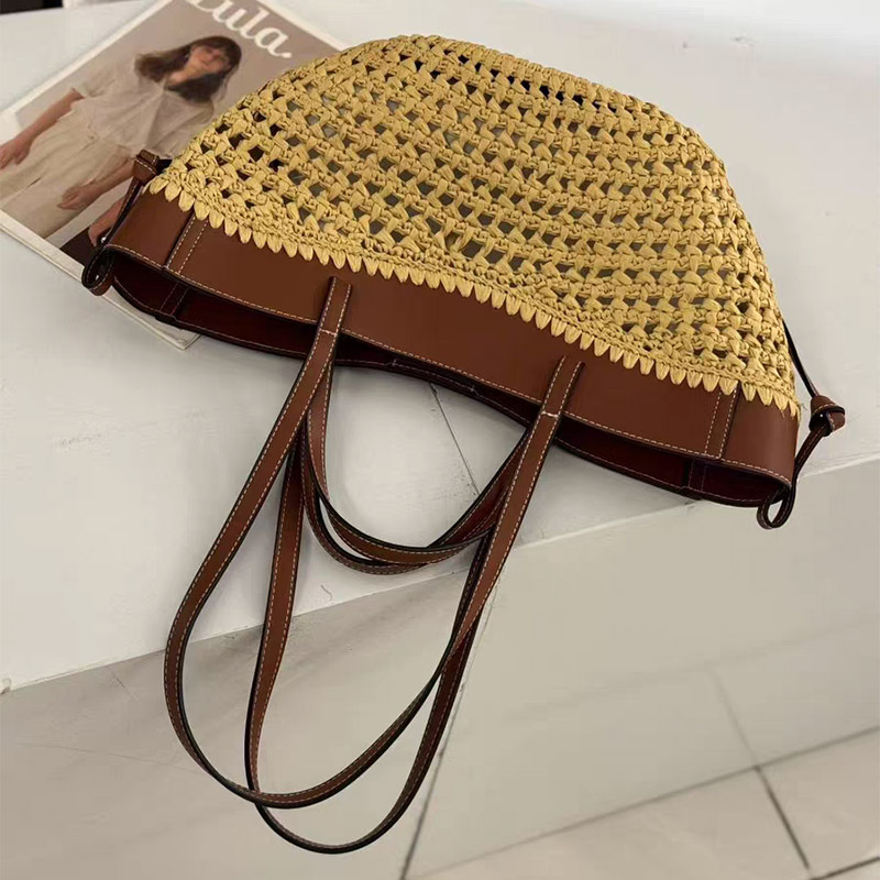 브랜드 중공 짠 비치 가방 틈새 패션 어깨 겨드랑이 가 - Women'S Raffia Bags 리뷰 및 가격