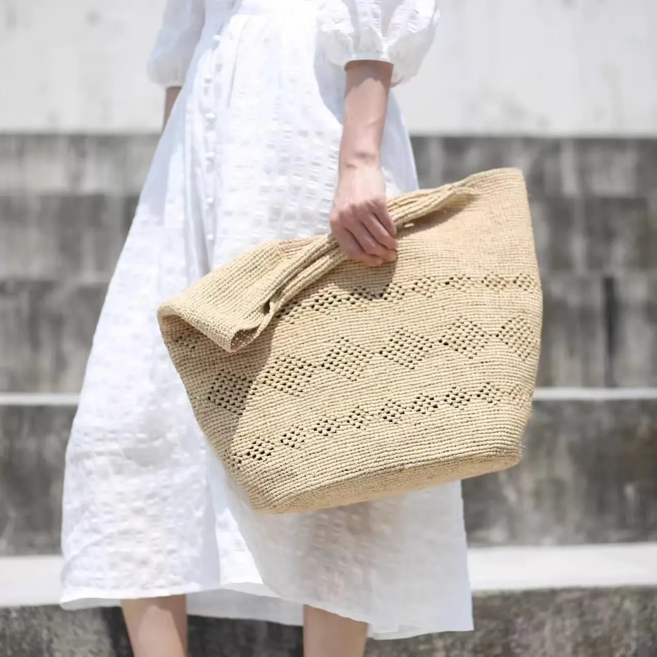 패션 캐주얼 대용량 천연 라피아 풀 짚으로 엮은 가방  - Women'S Raffia Bags 리뷰 및 가격