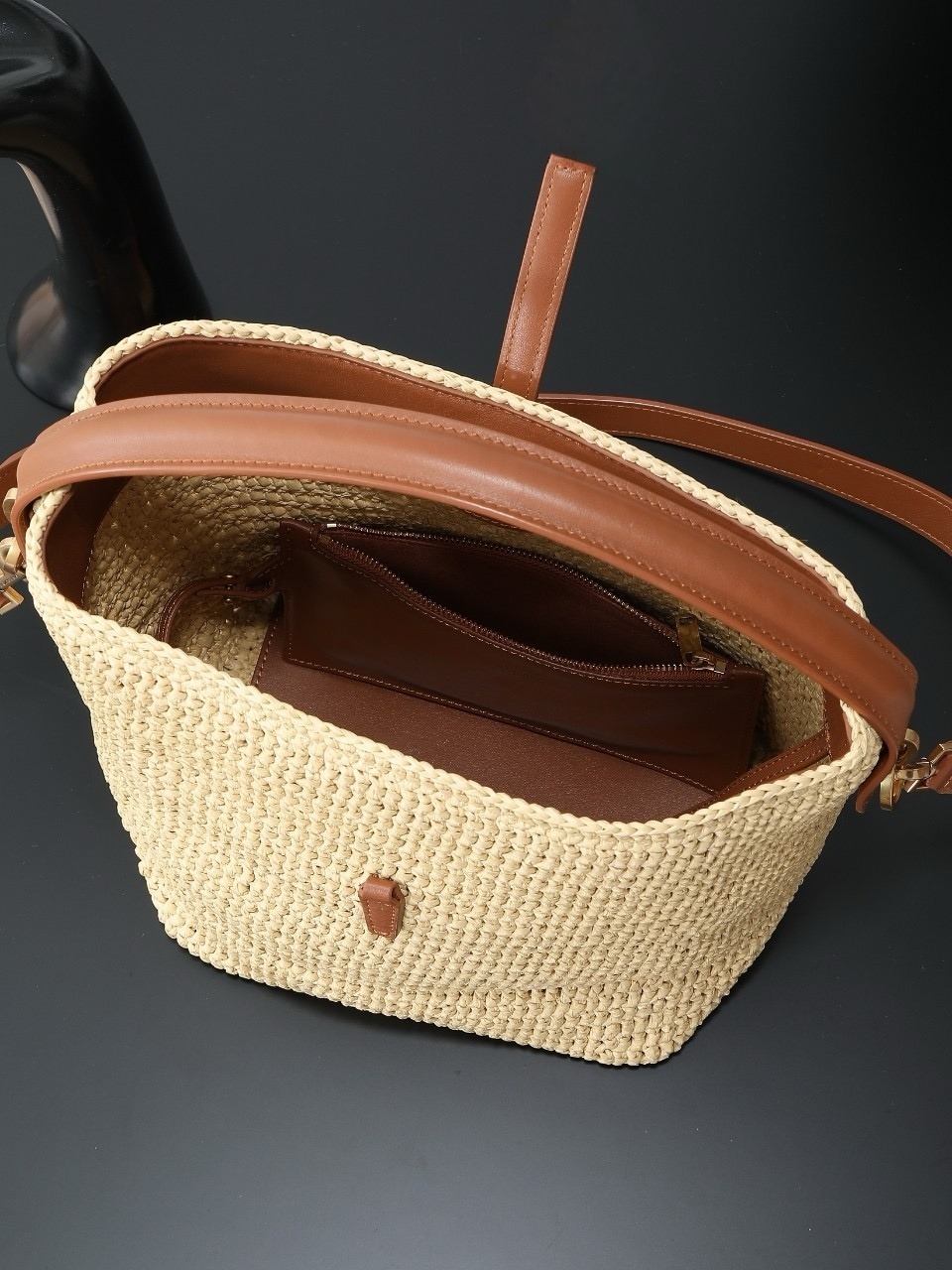 2026 신상 라피아 소재 대용량 버킷백, 가죽 트림, - Women'S Raffia Bags 리뷰 및 가격